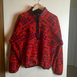 VTG Penfield Red Colorful Geometric Tribal Fleece